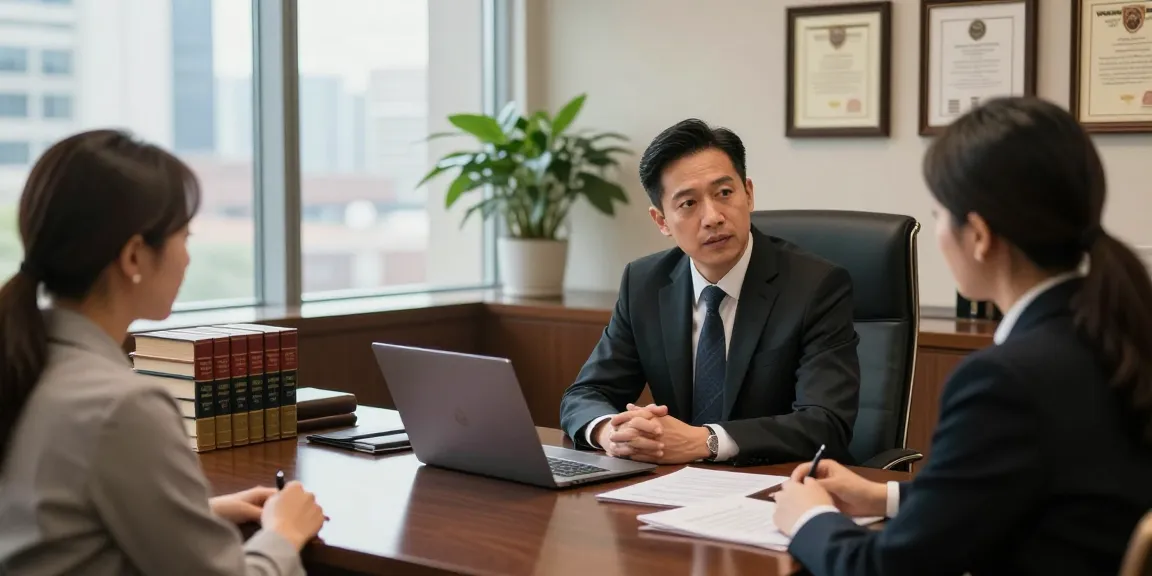 Legal consultation with a lawyer discussing the client's case in a professional law office.