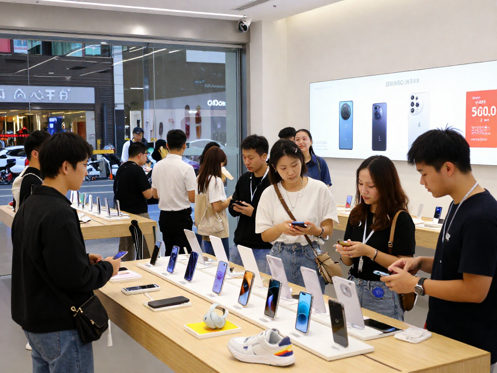 Explore the vibrant atmosphere of https://rokok88login.com with diverse shoppers engaging in electronics and fashion deals.